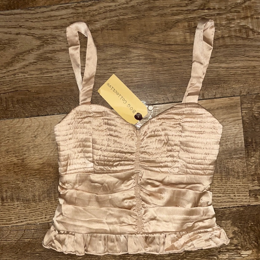 NWT B•O•G Collective Beautiful Tan Corset Type Tank Top